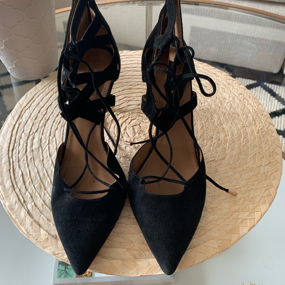 AQUAZZURA Belgravia Black suede Heels